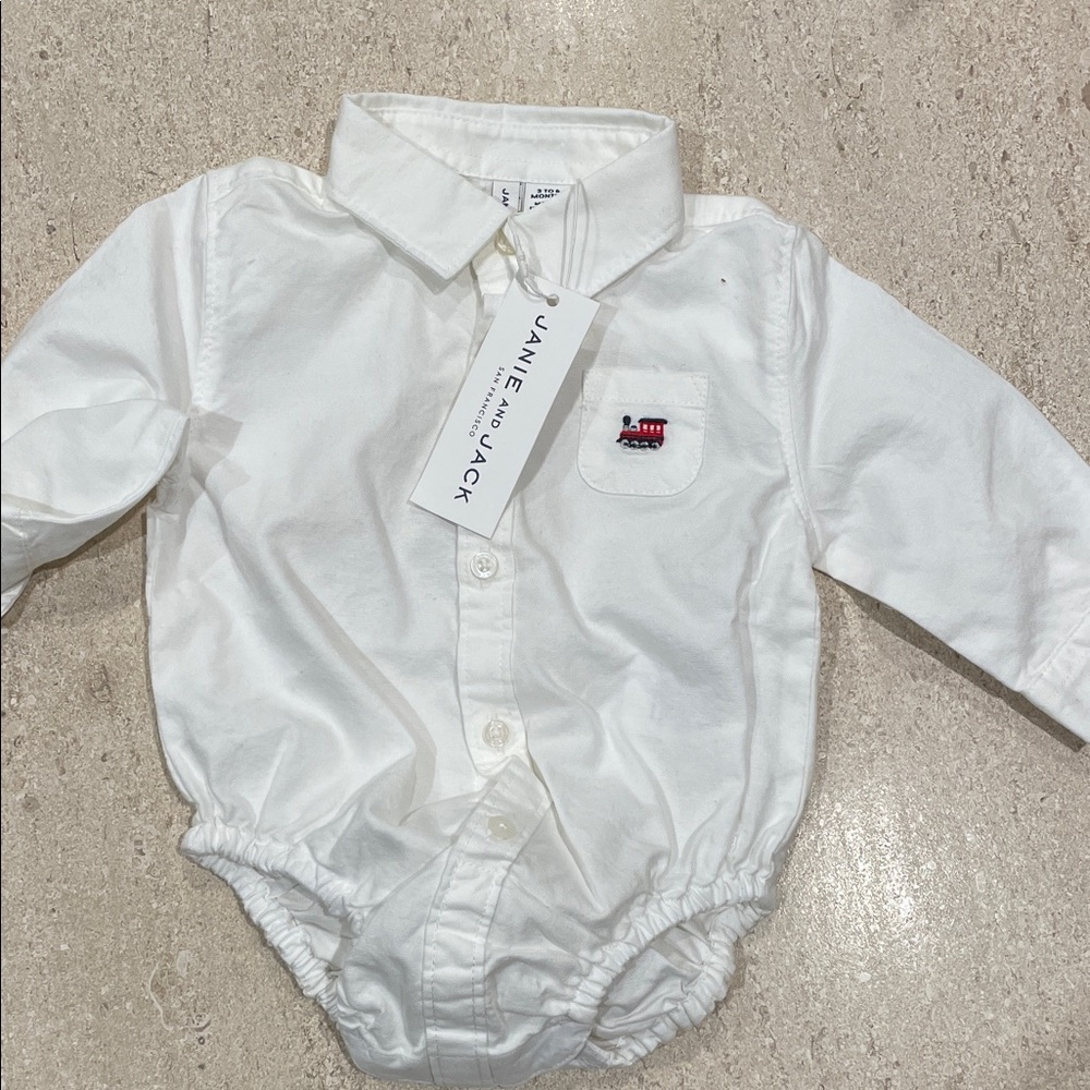 Janie and Jack White Baby Bodysuit with Embroidered Pocket
